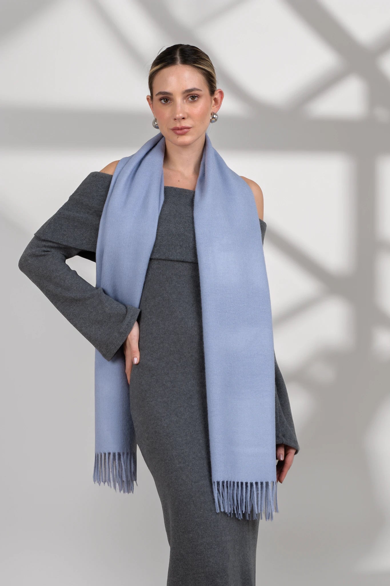 BABY ALPACA SHAWL - SKY