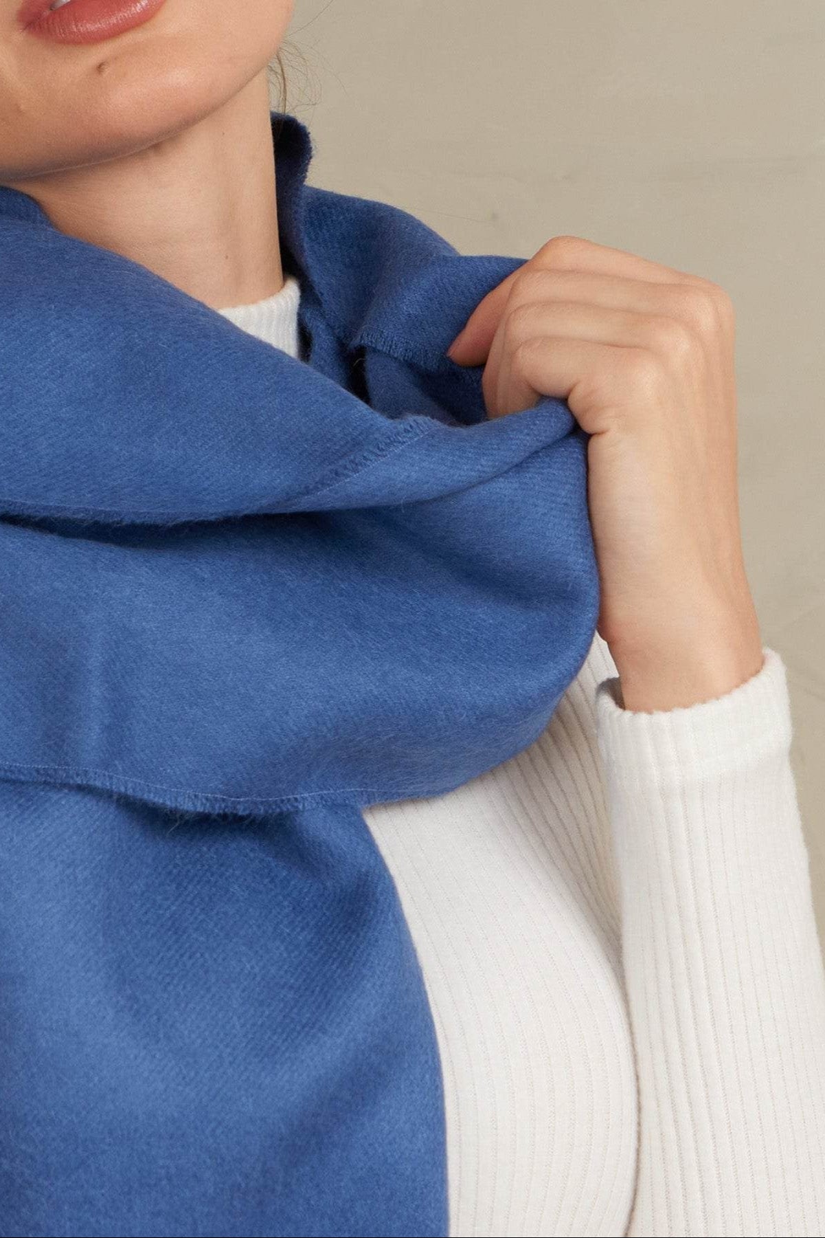 BABY ALPACA SHAWL - BLUE - INKA FABRIC, Alpaca & Pima Cotton