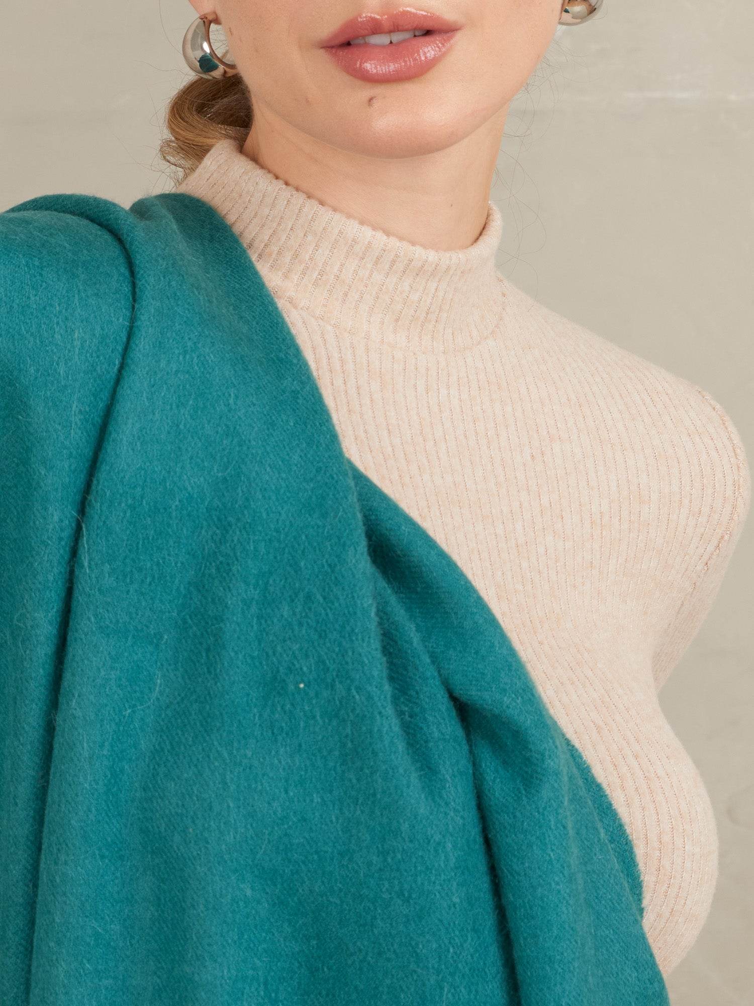BABY ALPACA SHAWL - BOTTLE GREEN - INKA FABRIC, Alpaca & Pima Cotton