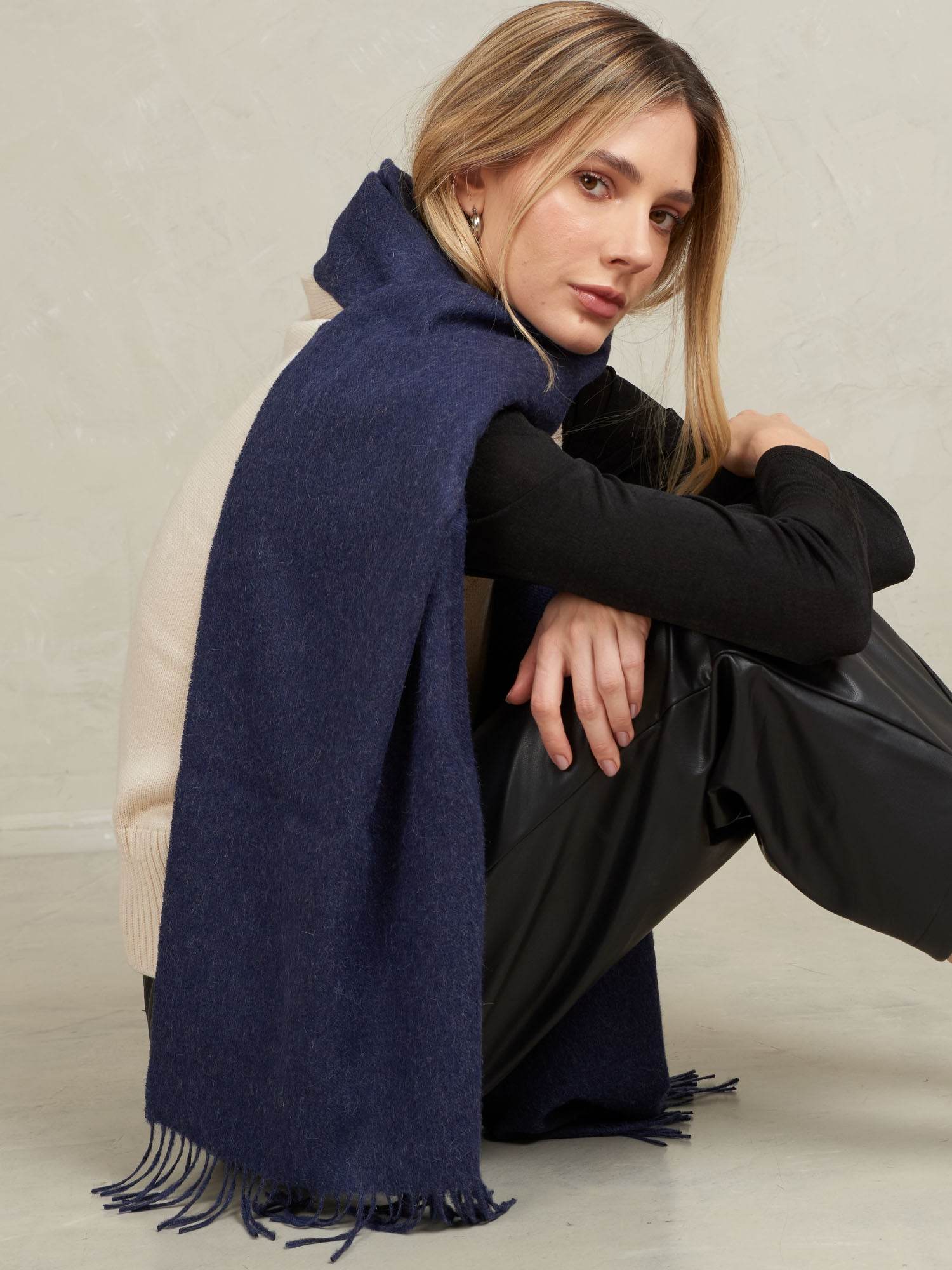 BABY ALPACA SHAWL - DEEP OCEAN - INKA FABRIC, Alpaca & Pima Cotton