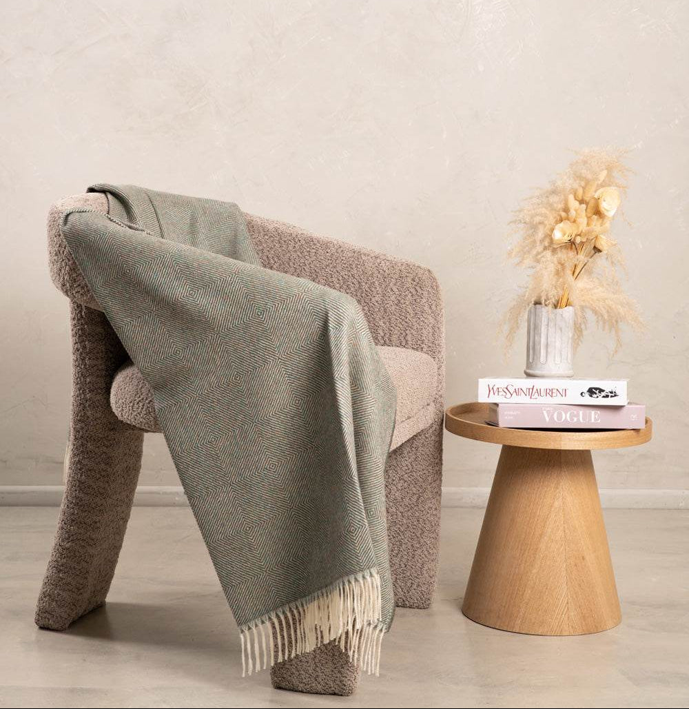 PREMIUM BABY ALPACA BLANKET - MOSS GREEN - INKA FABRIC, Alpaca & Pima Cotton