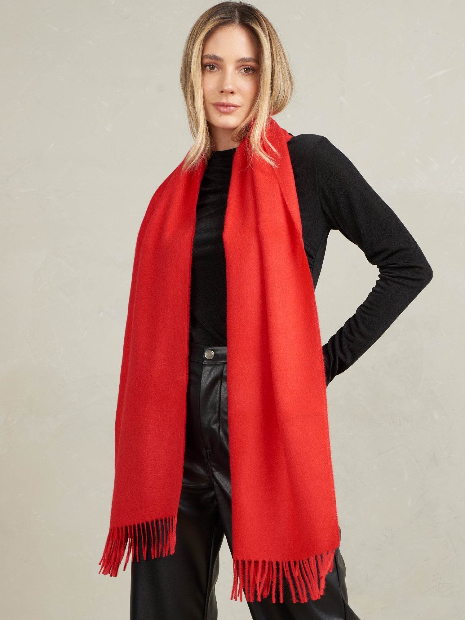 BABY ALPACA SHAWL - RED - INKA FABRIC, Alpaca & Pima Cotton