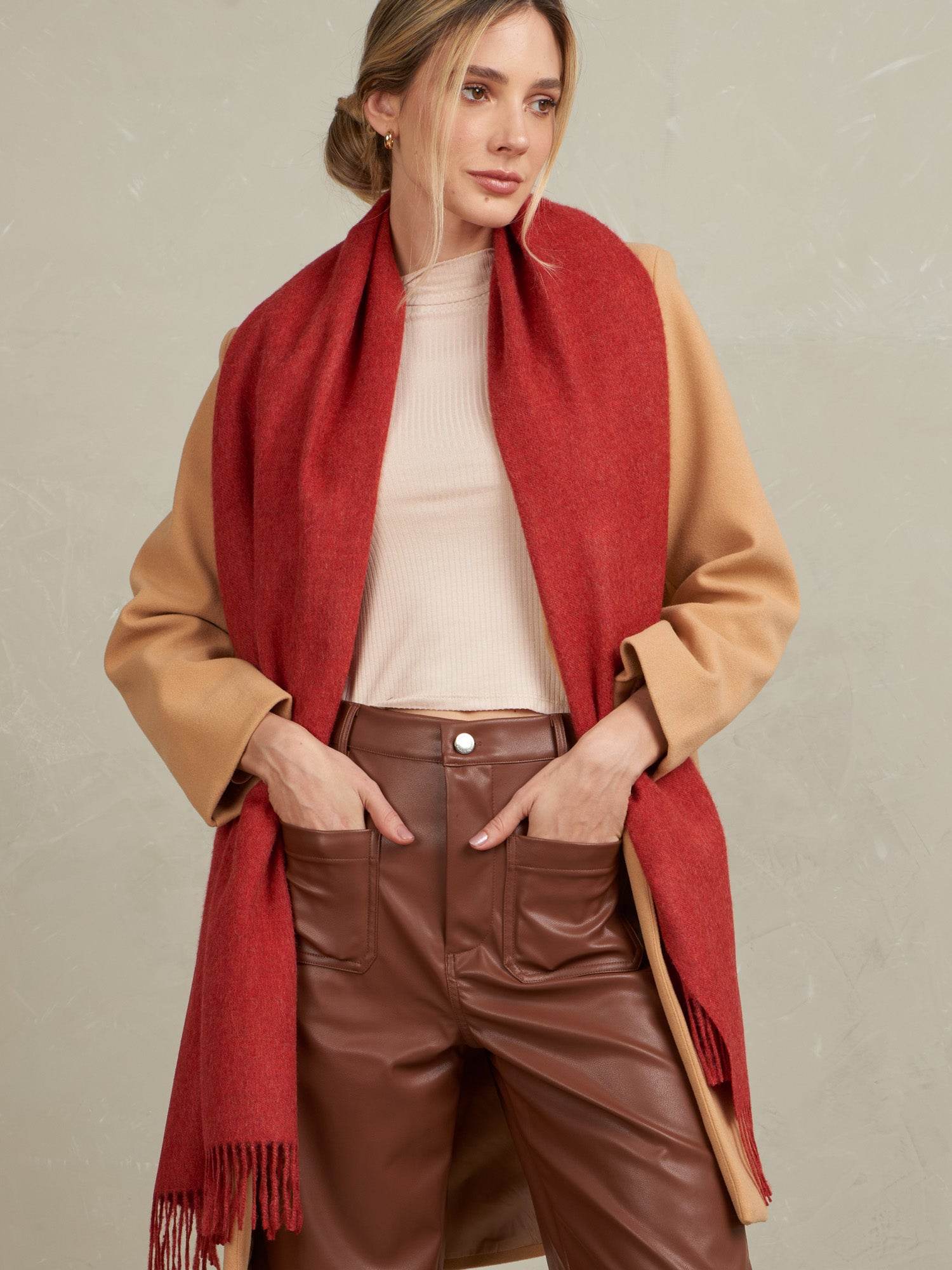 BABY ALPACA SHAWL - RUBY - INKA FABRIC, Alpaca & Pima Cotton