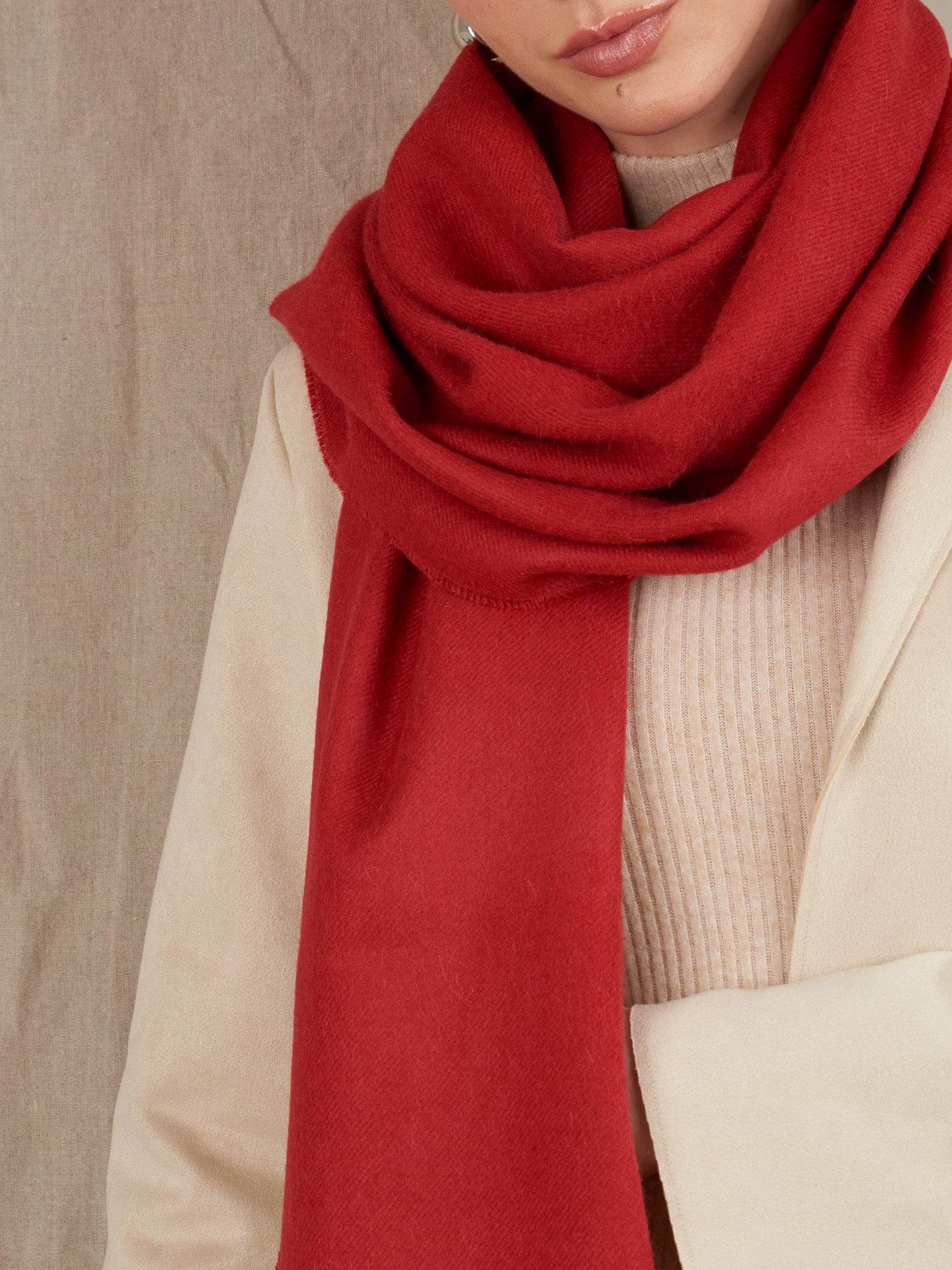 BABY ALPACA SHAWL - SAILOR RED - INKA FABRIC, Alpaca & Pima Cotton
