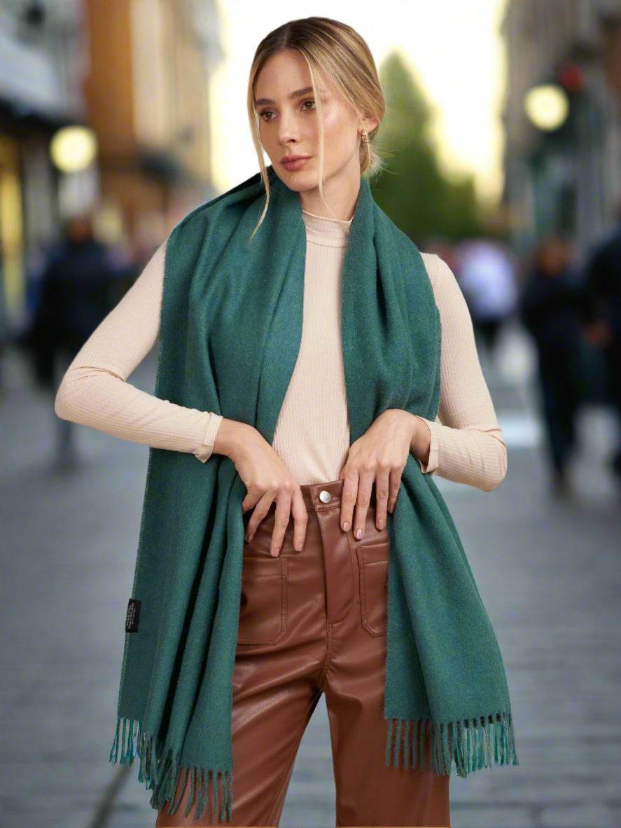 BABY ALPACA SHAWL - TEAL GREEN - INKA FABRIC, Alpaca & Pima Cotton