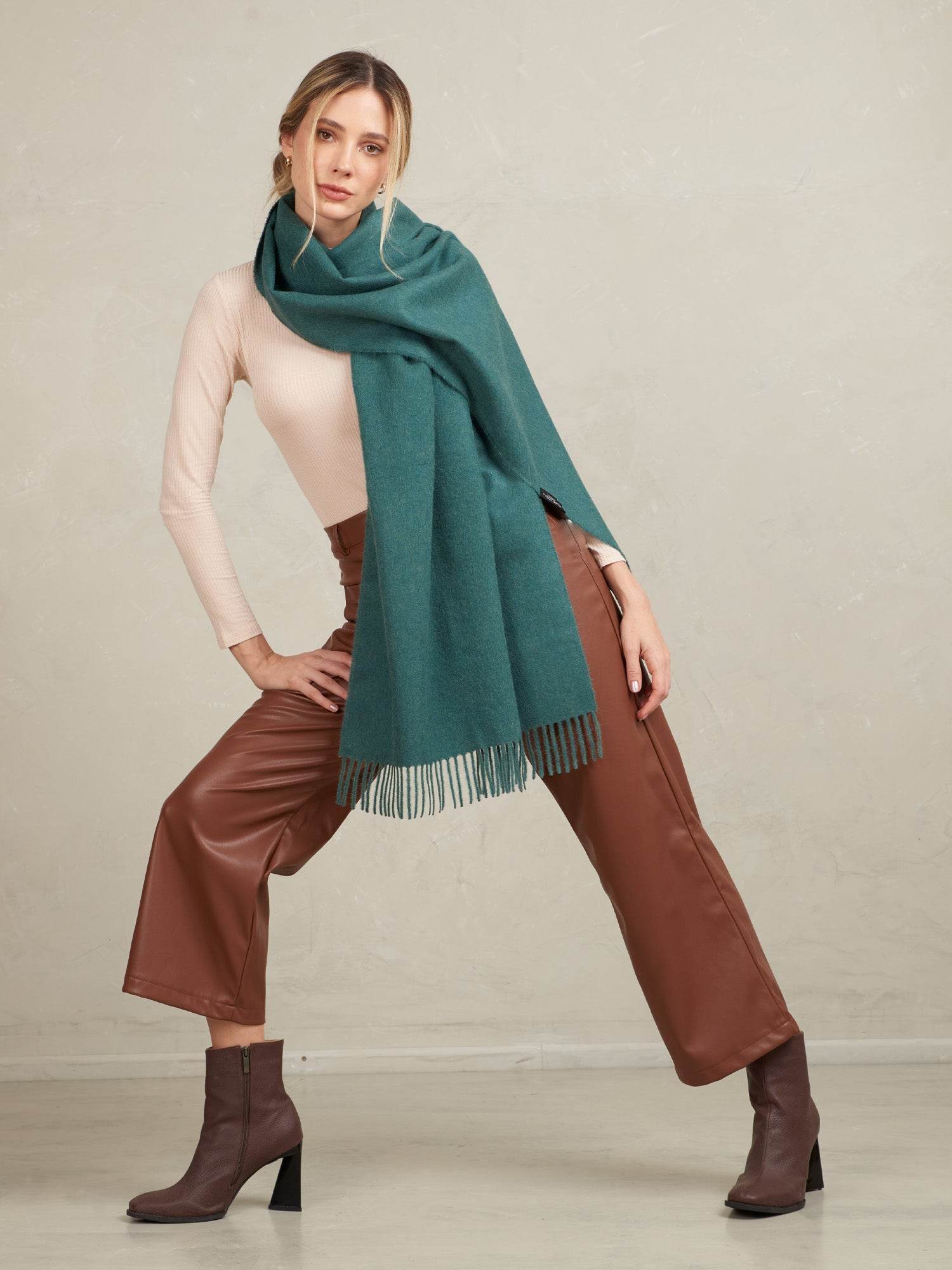 BABY ALPACA SHAWL - TEAL GREEN - INKA FABRIC, Alpaca & Pima Cotton