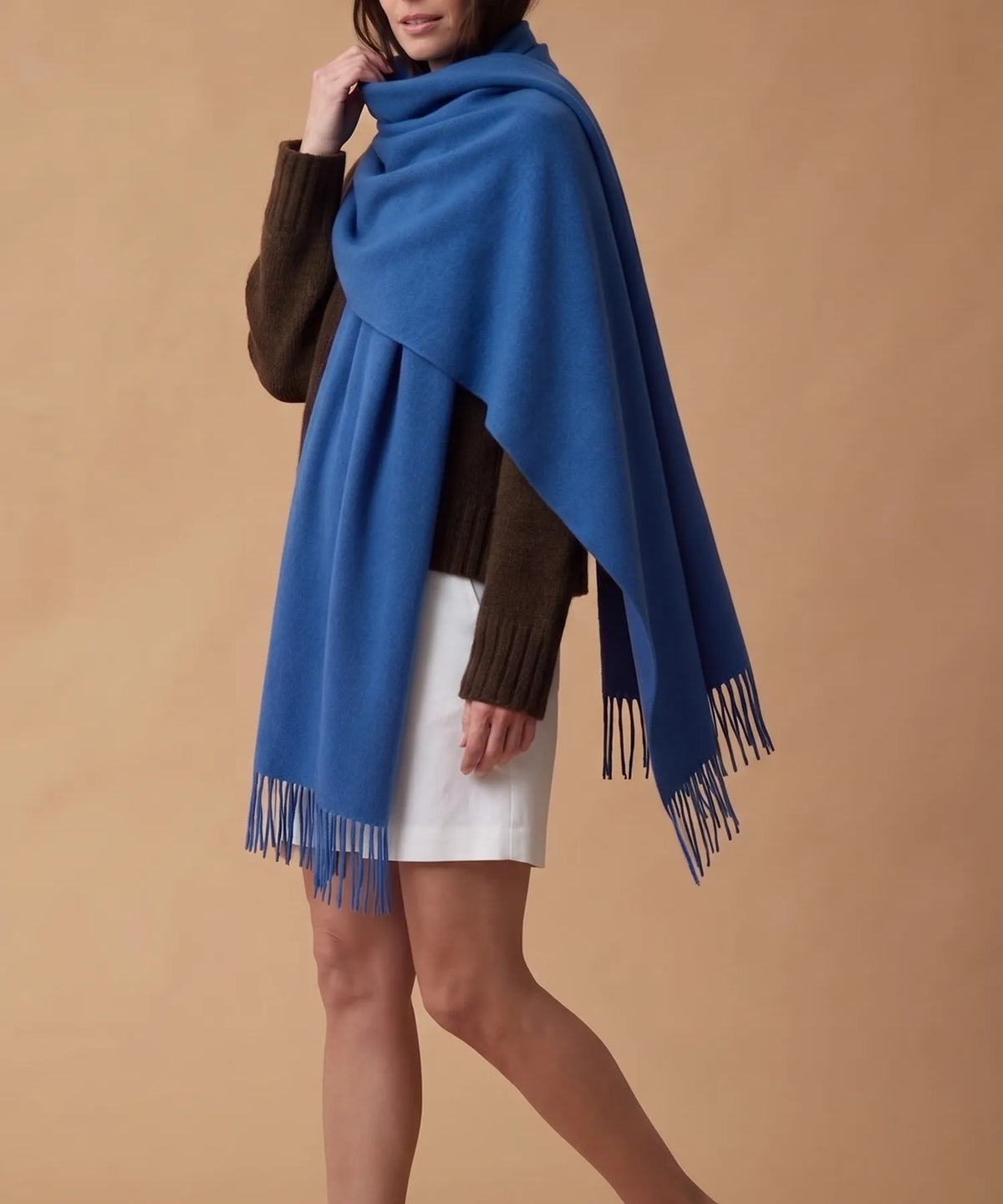 The Oversized Baby Alpaca Scarf - Shawl in Blue