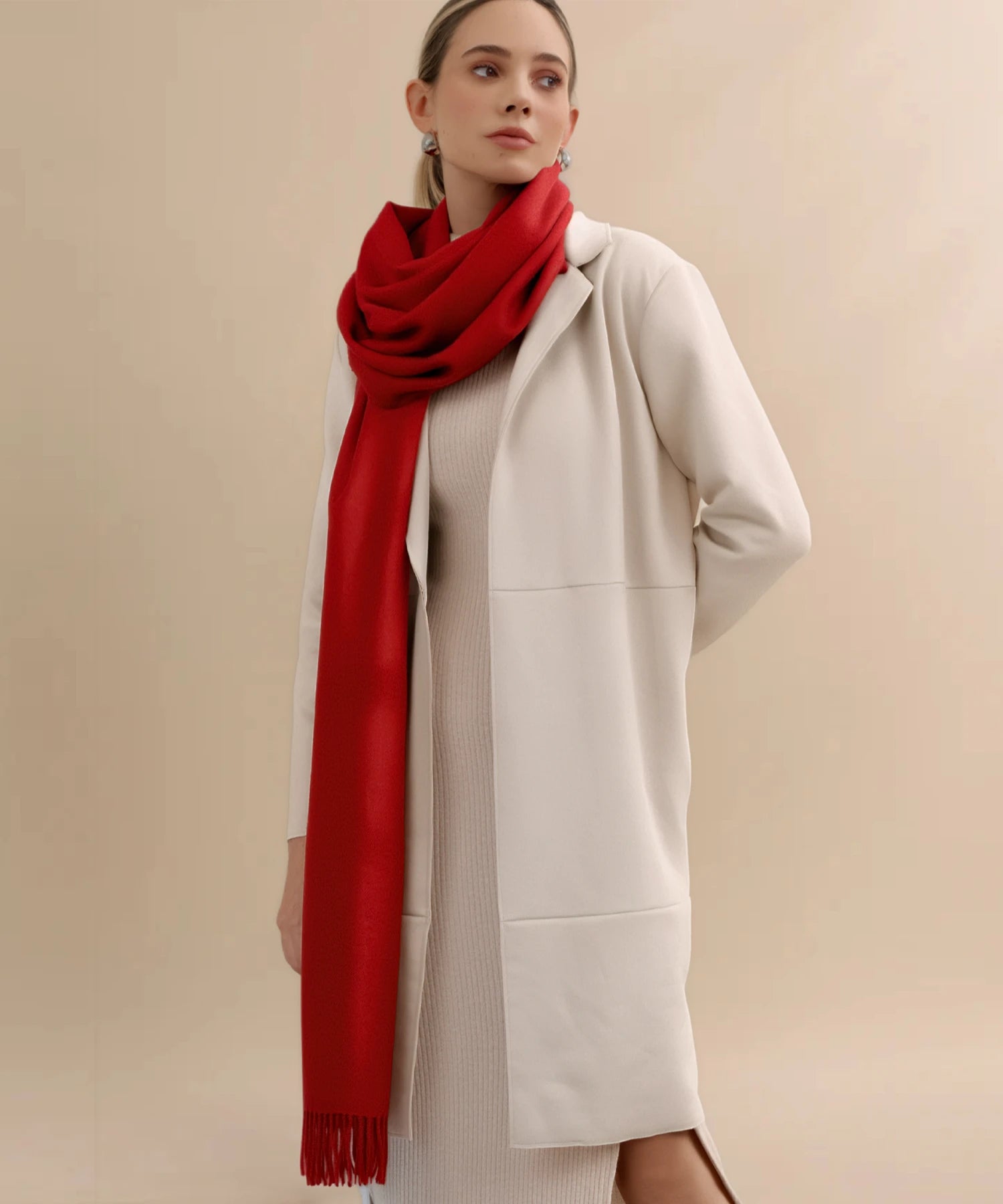 BABY ALPACA SHAWL - SAILOR RED