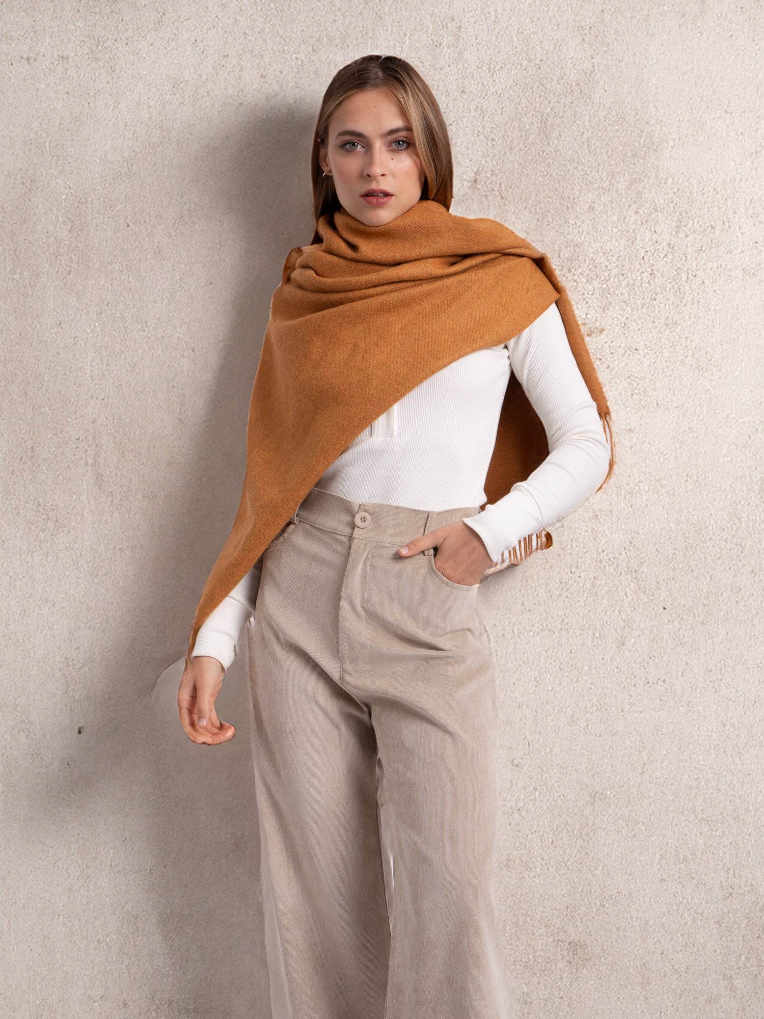 BABY ALPACA SHAWL - AMBER - INKA FABRIC, Alpaca & Pima Cotton