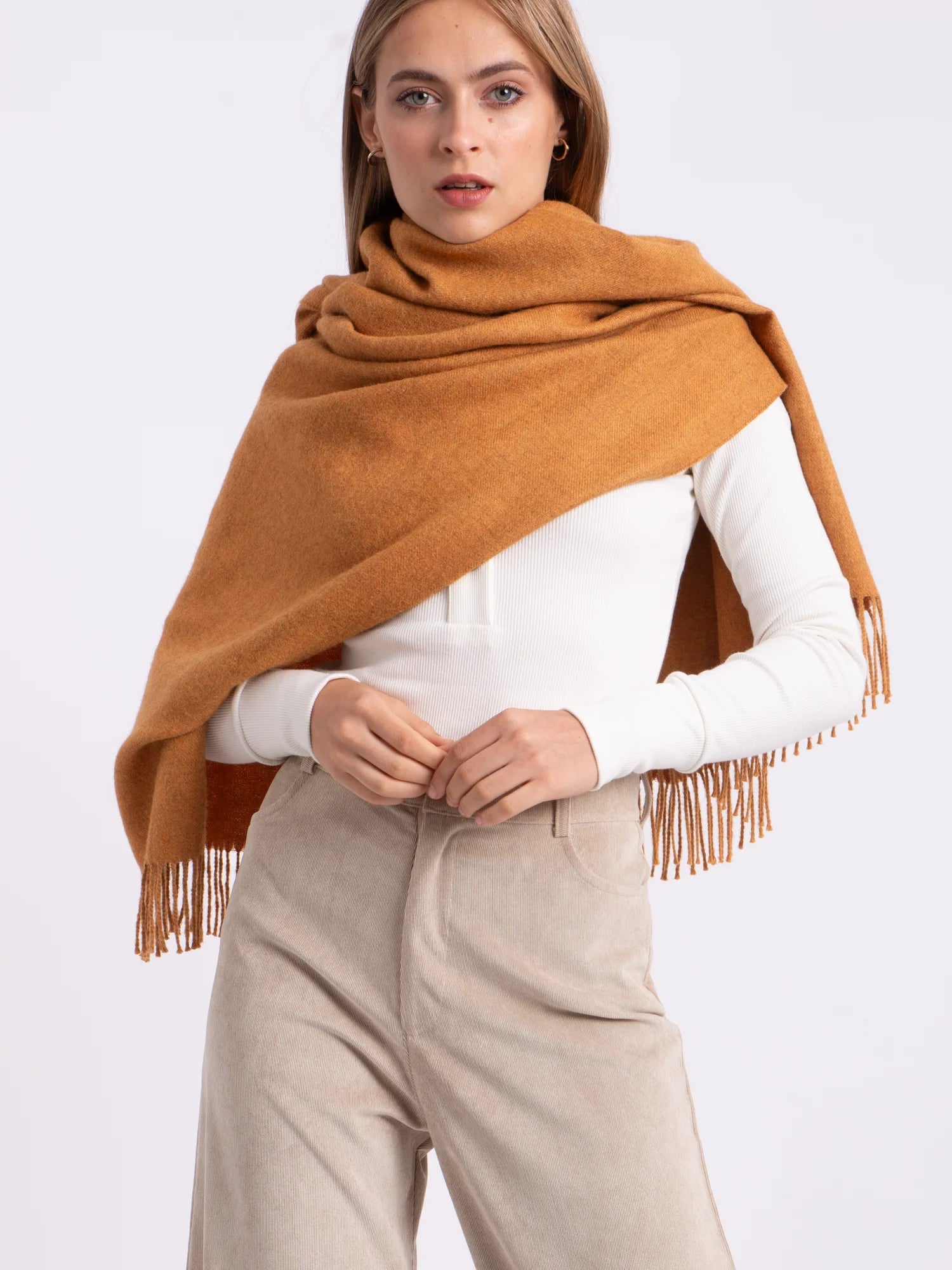 curry alpaca shawl