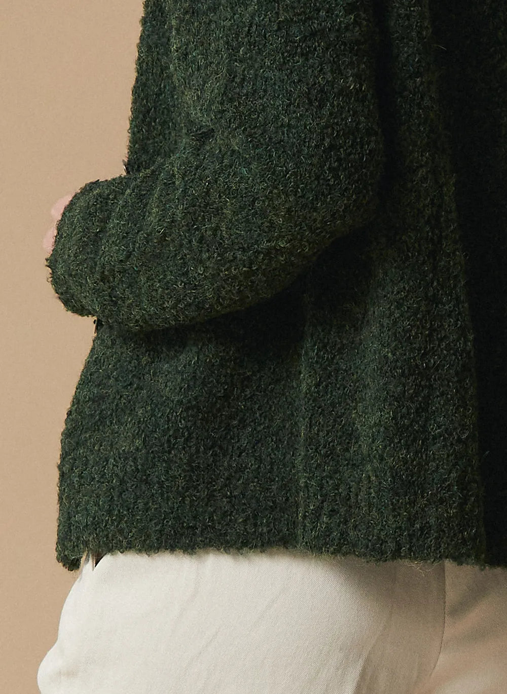 The Alpaca Bouclé Cardigan - DARK GREEN