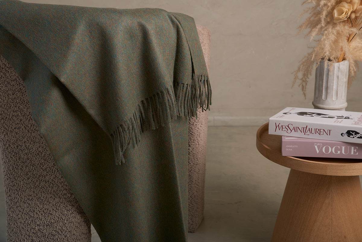 ALPACA BLANKET / FOREST GREEN - INKA FABRIC, Alpaca & Pima Cotton