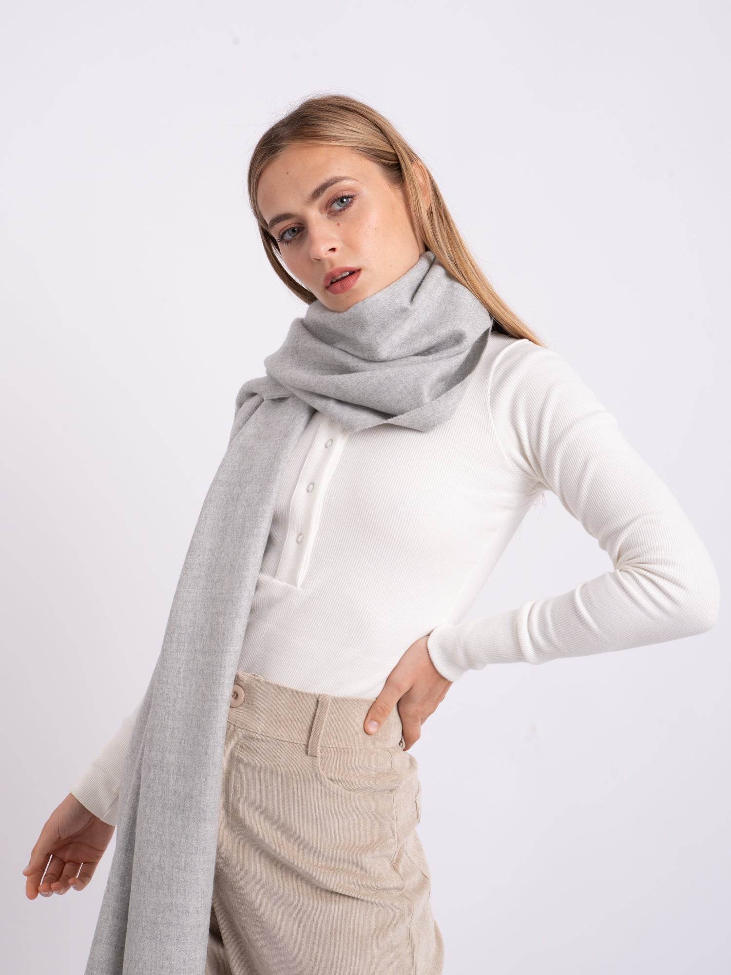 BABY ALPACA SHAWL - LIGHT GREY - INKA FABRIC, Alpaca & Pima Cotton