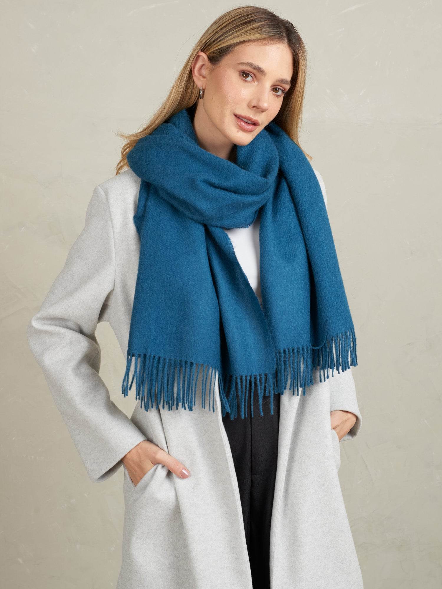 BABY ALPACA SHAWL - PURE PETROL - INKA FABRIC, Alpaca & Pima Cotton