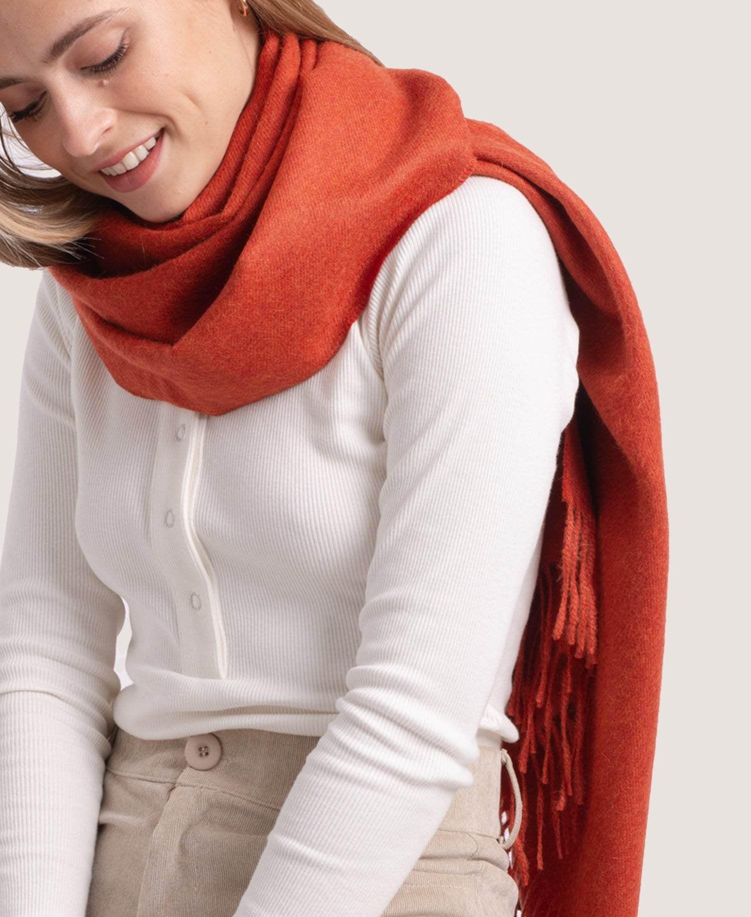 BABY ALPACA SHAWL - ORANGE - INKA FABRIC, Alpaca & Pima Cotton