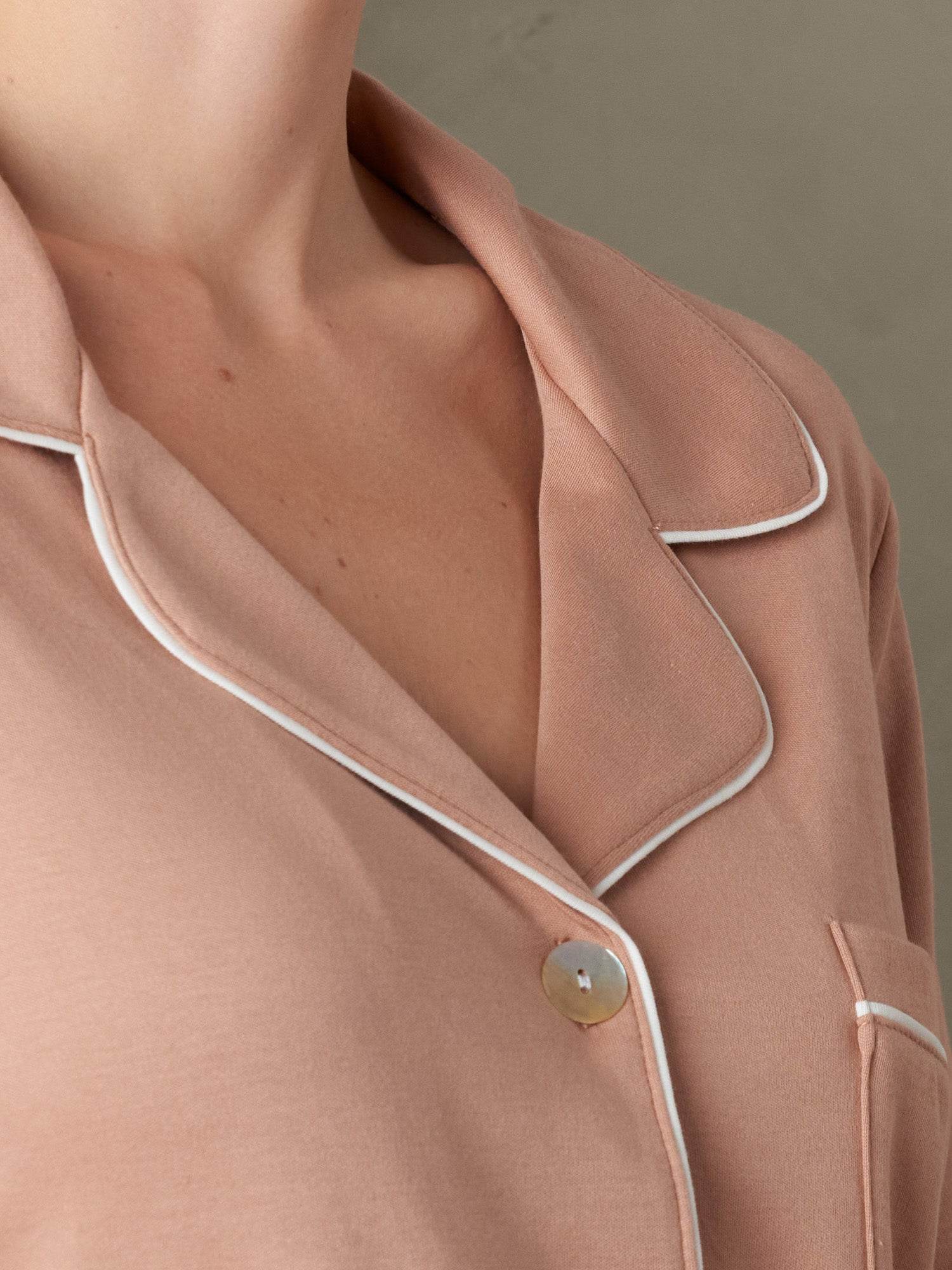 Organic Peruvian Pima Cotton Pyjama - Brown Long Set - INKA FABRIC, Alpaca & Pima Cotton