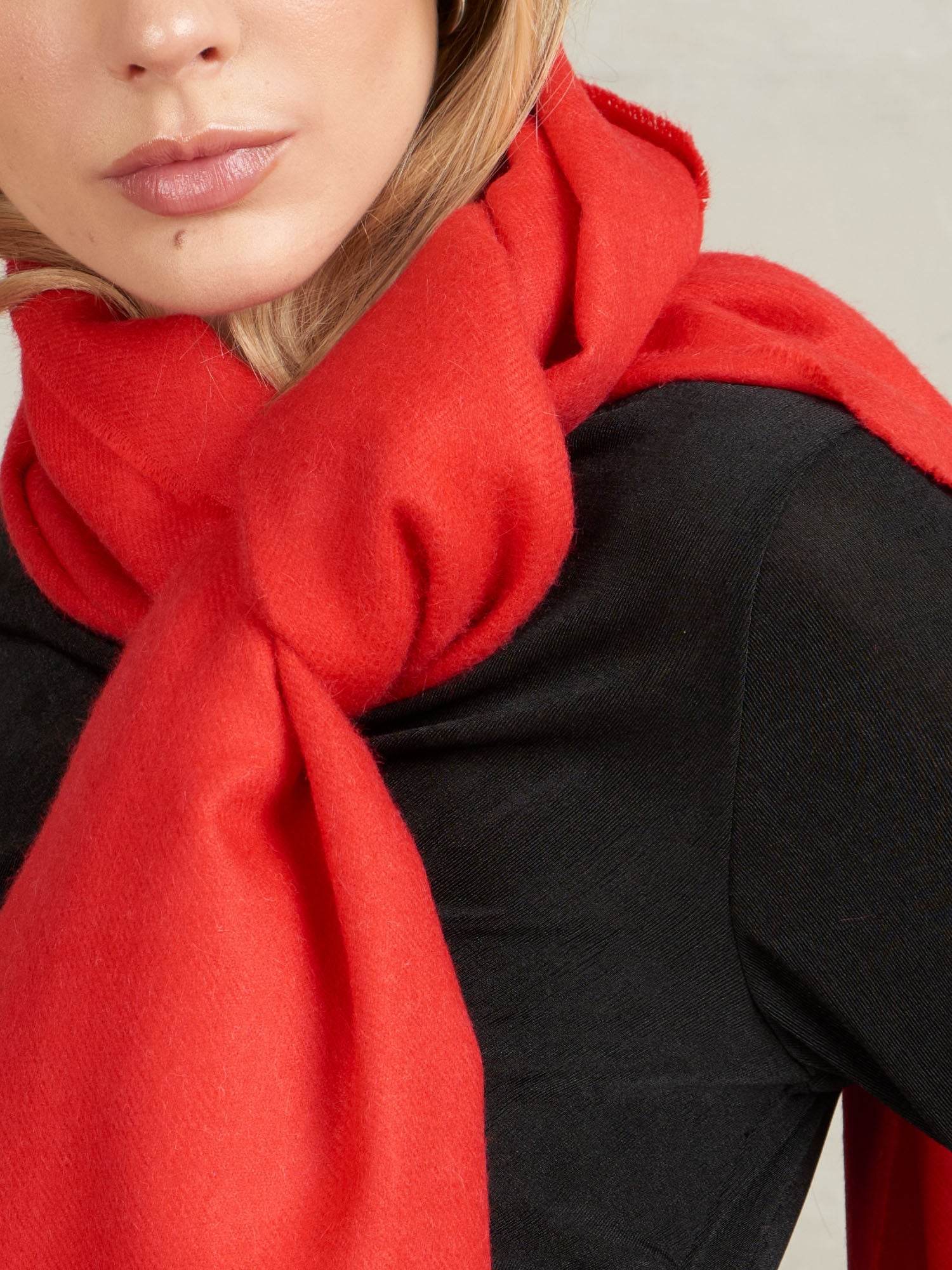 BABY ALPACA SHAWL - RED - INKA FABRIC, Alpaca & Pima Cotton
