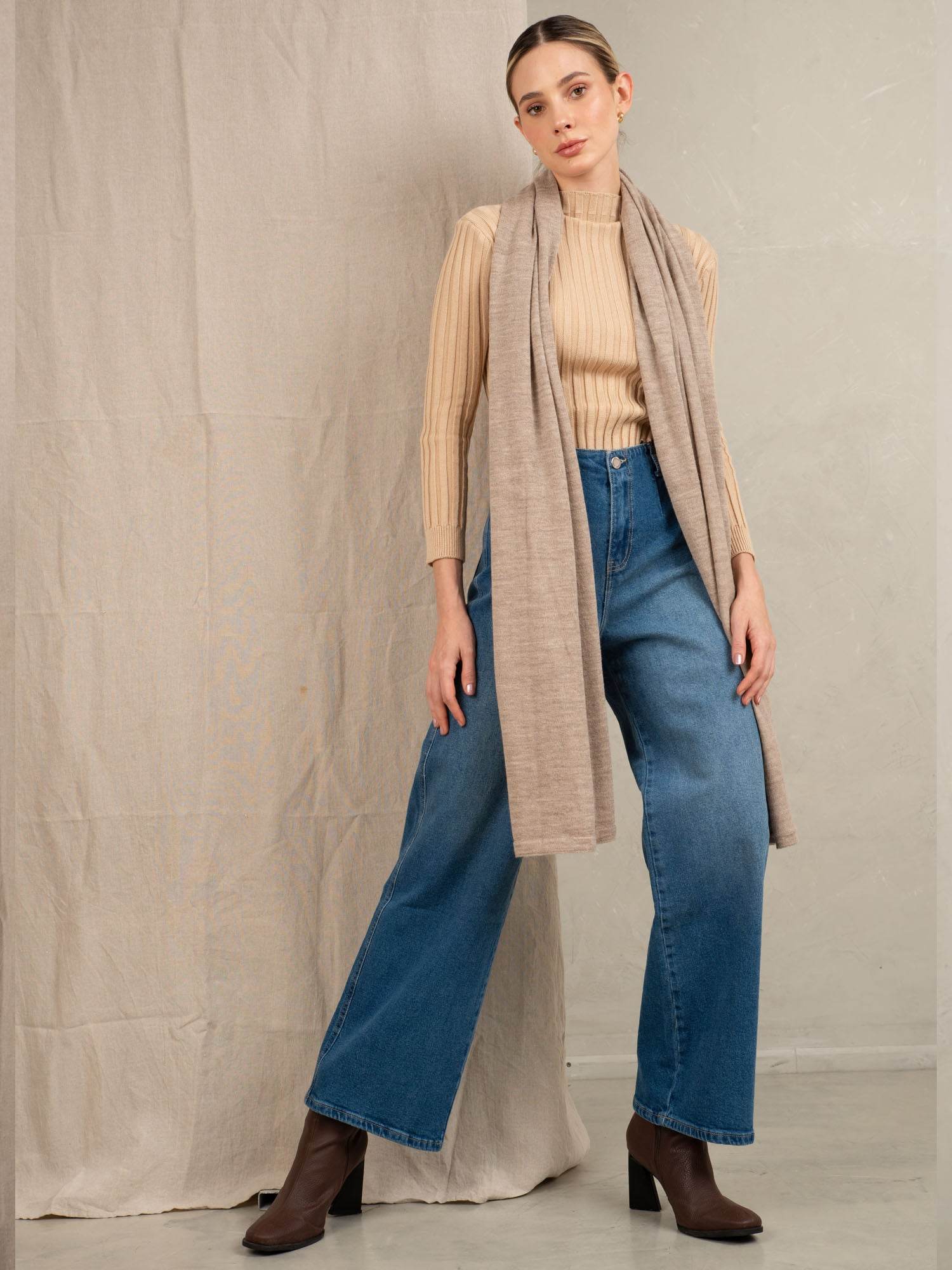 TRAVEL WRAP - SAND - INKA FABRIC, Alpaca & Pima Cotton