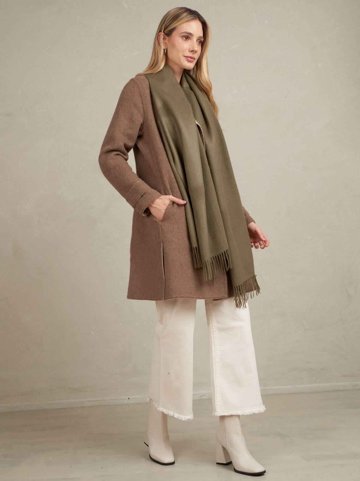 BABY ALPACA SHAWL - UMBER - INKA FABRIC, Alpaca & Pima Cotton