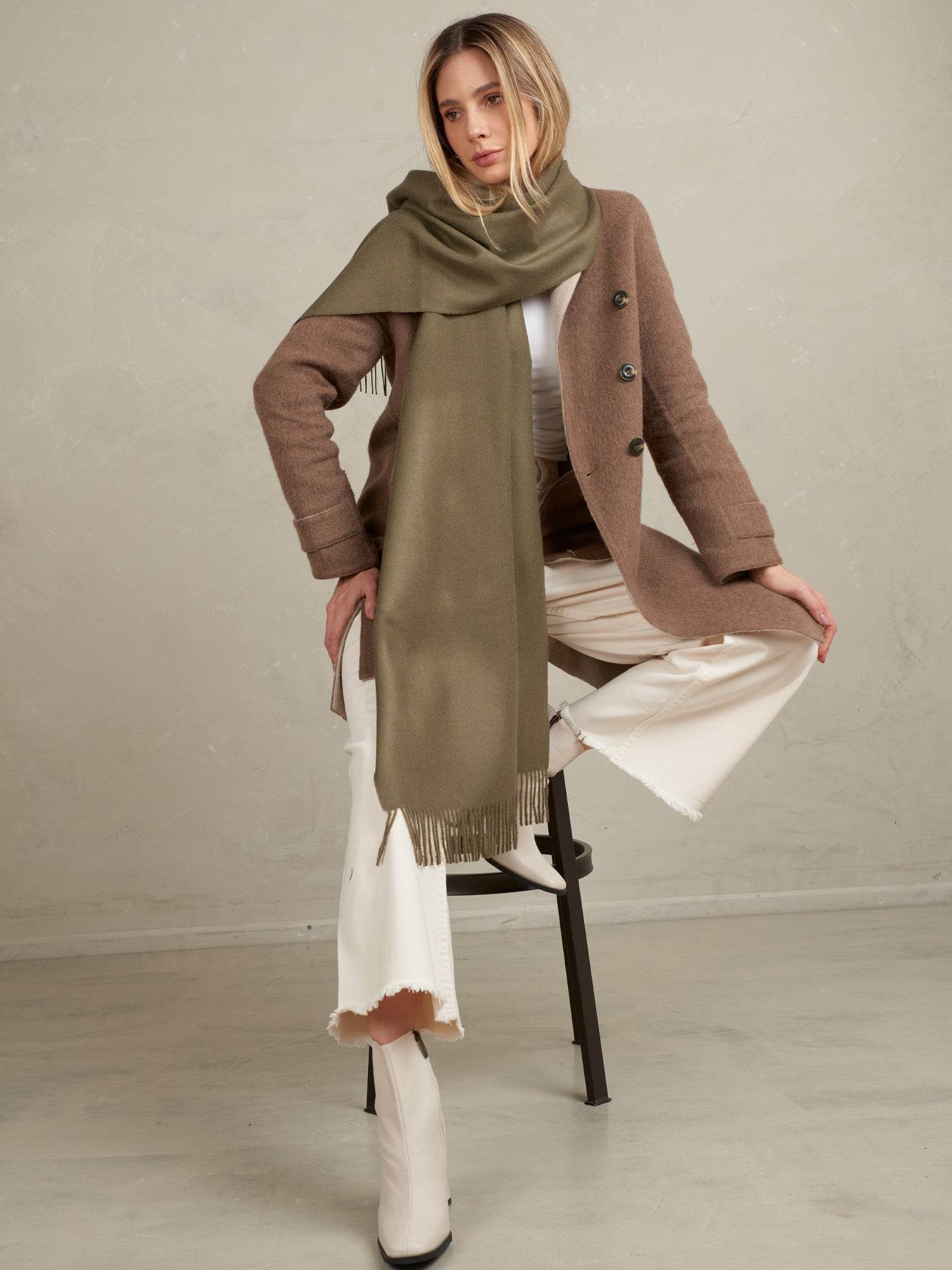 BABY ALPACA SHAWL - UMBER - INKA FABRIC, Alpaca & Pima Cotton