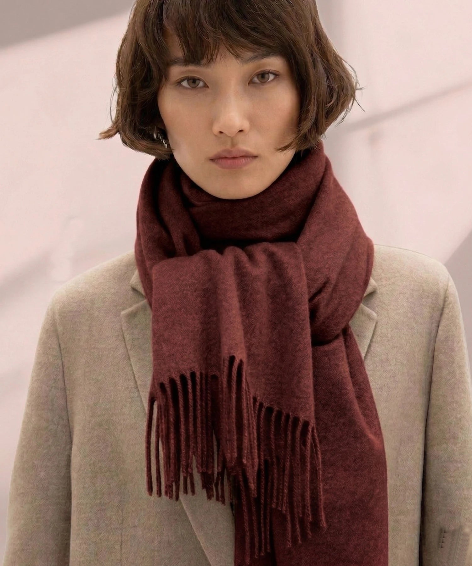 BABY ALPACA SHAWL -BORDEAUX RED