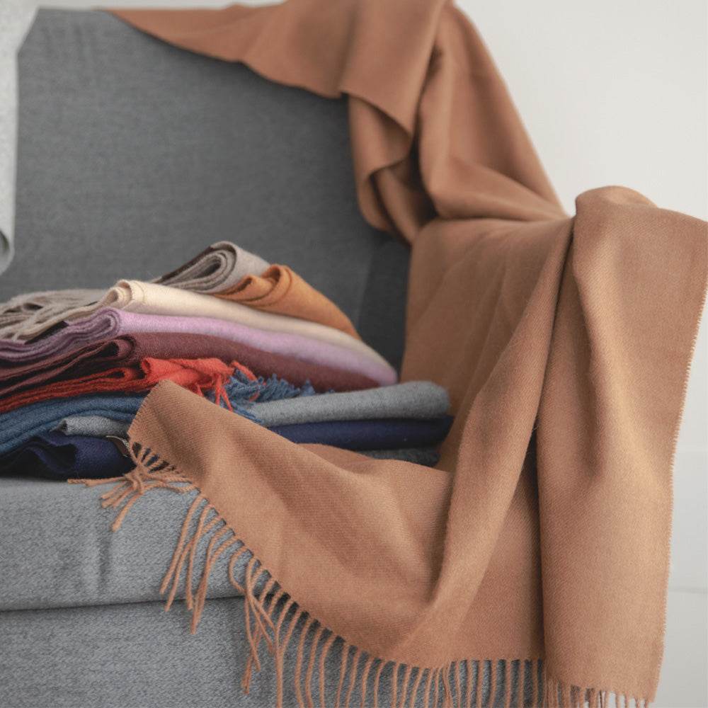 BABY ALPACA BLANKET / CAMEL - INKA FABRIC, Alpaca & Pima Cotton