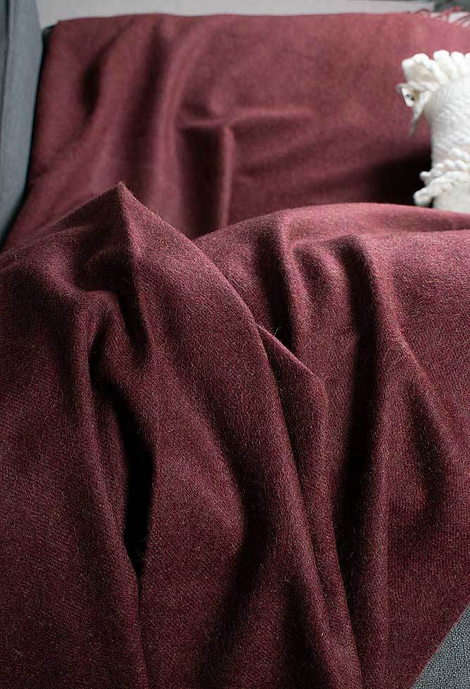BABY ALPACA BLANKET / BORDEAUX RED - INKA FABRIC, Alpaca & Pima Cotton