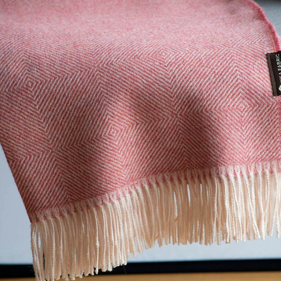 PREMIUM BABY ALPACA WOOL BLANKET - STRAWBERRY - INKA FABRIC, Alpaca & Pima Cotton