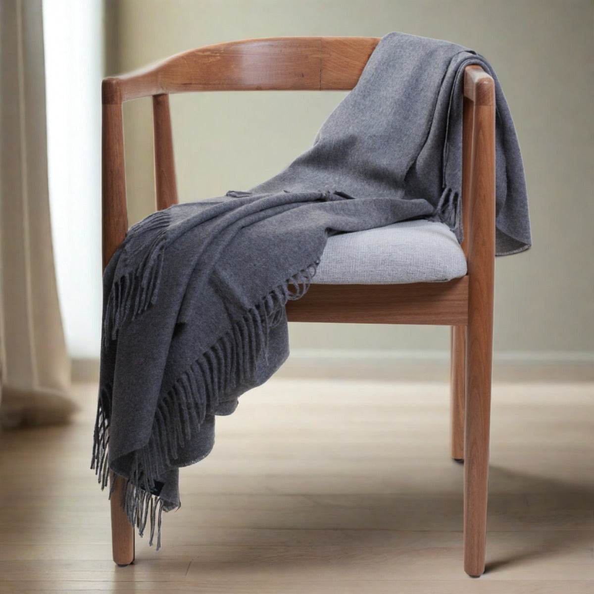 BABY ALPACA BLANKET / GREY - INKA FABRIC, Alpaca & Pima Cotton