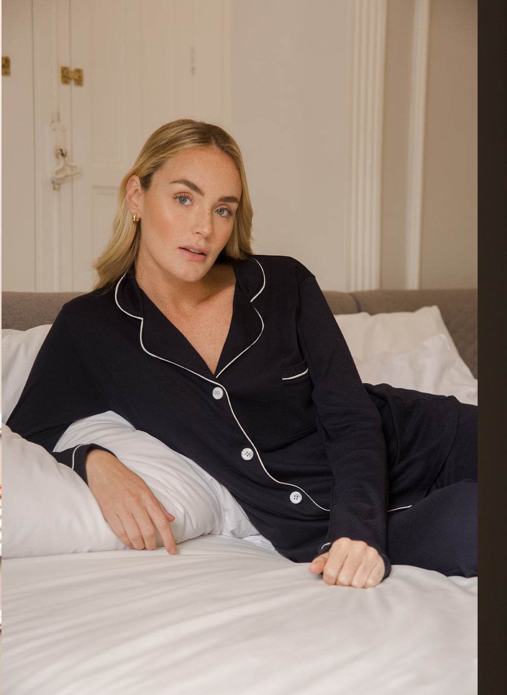Peruvian Pima Cotton Pyjama - Navy Blue Long set - INKA FABRIC, Alpaca & Pima Cotton