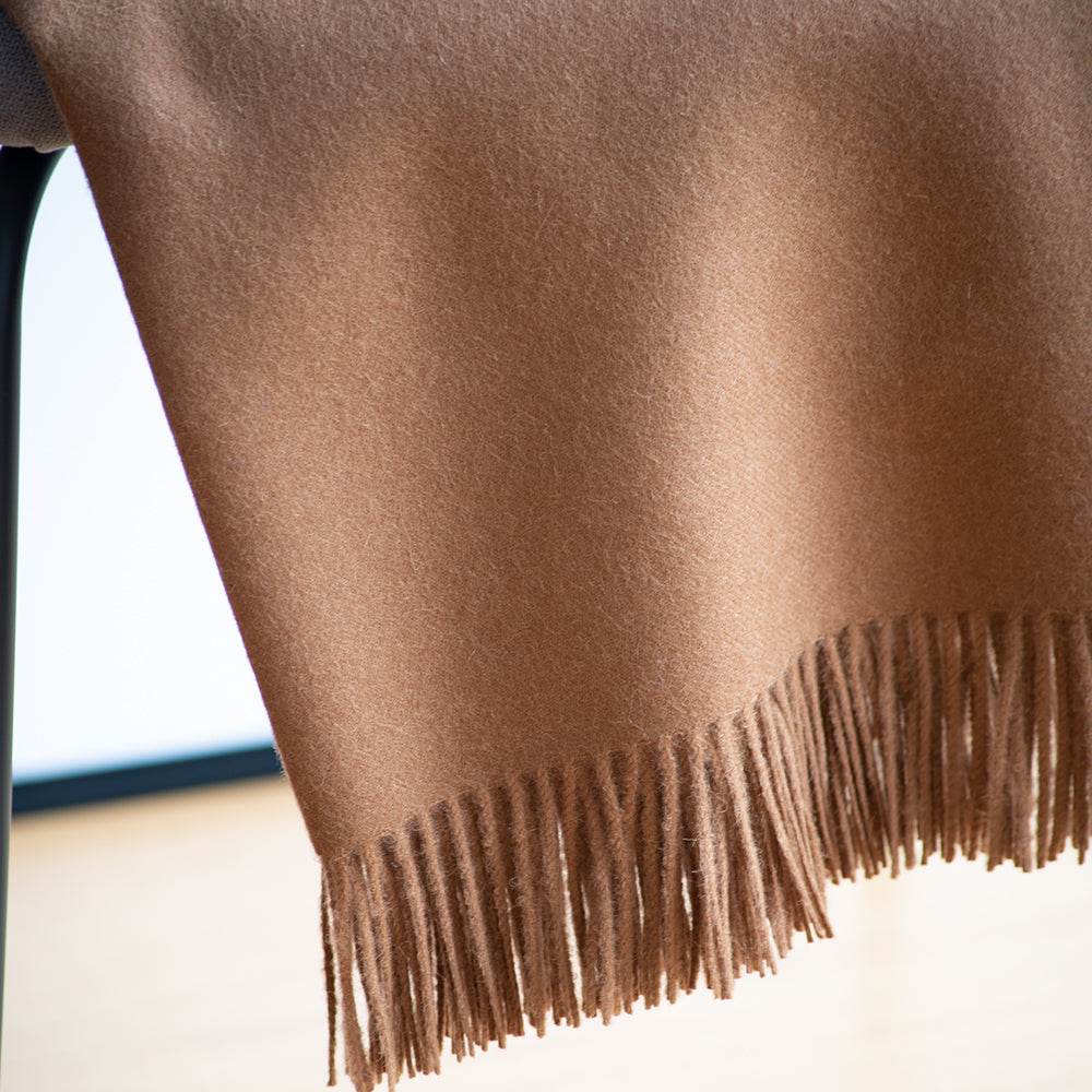 BABY ALPACA BLANKET / CAMEL - INKA FABRIC, Alpaca & Pima Cotton