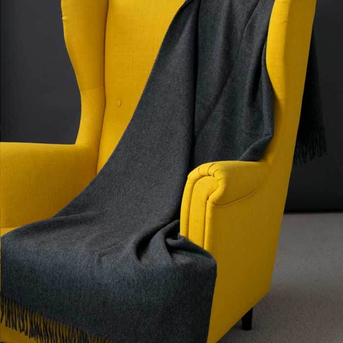 BABY ALPACA BLANKET / CHARCOAL - INKA FABRIC, Alpaca & Pima Cotton