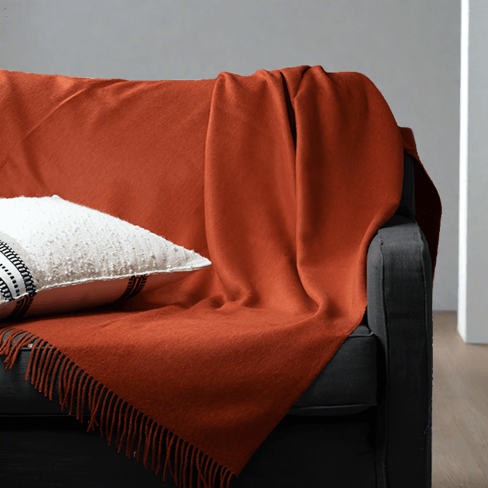 BABY ALPACA BLANKET / ORANGE - INKA FABRIC, Alpaca & Pima Cotton