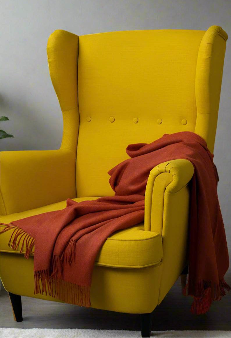 BABY ALPACA BLANKET / ORANGE - INKA FABRIC, Alpaca & Pima Cotton