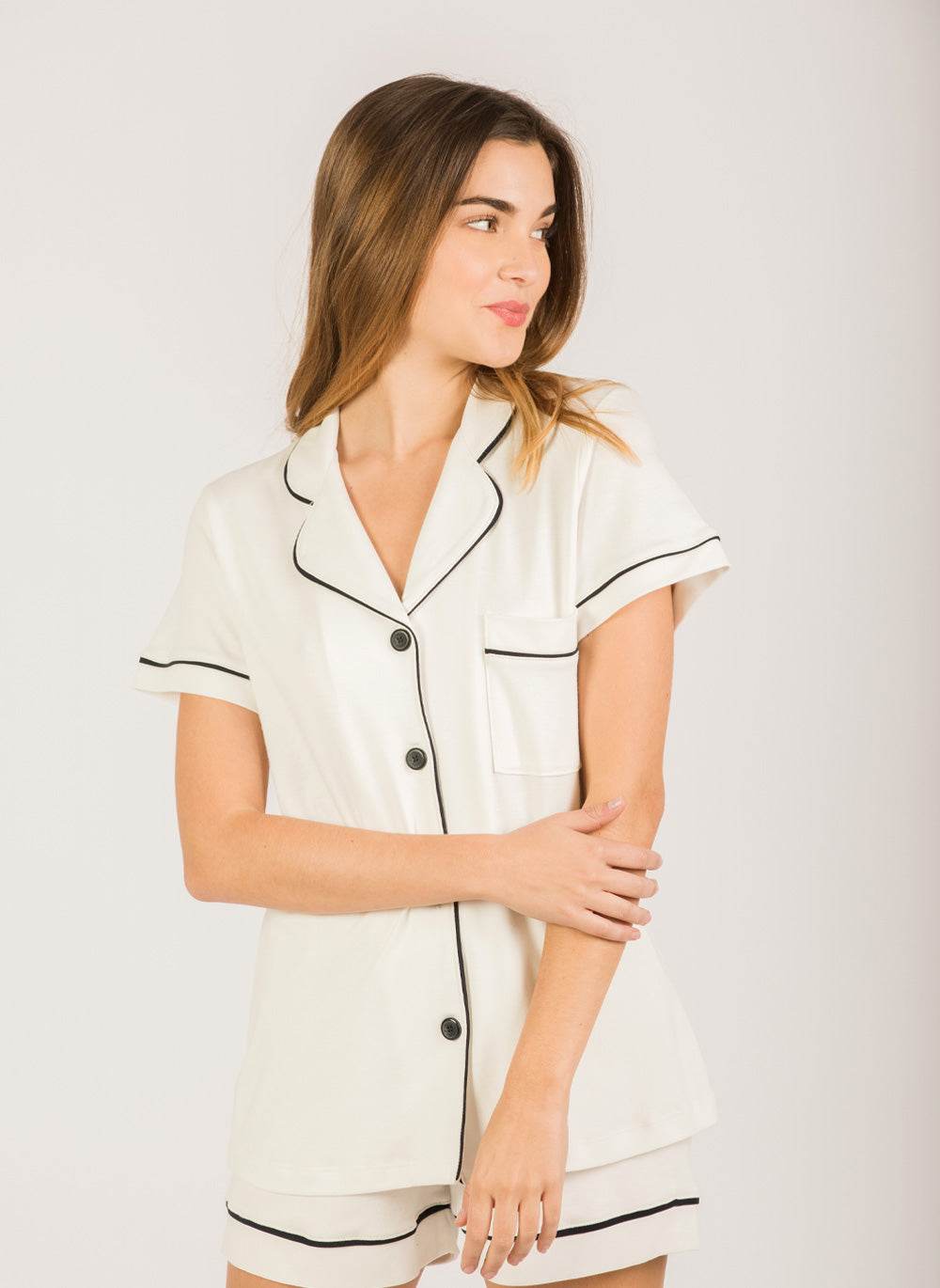 Peruvian Pima Cotton Pyjama - Pearl Short Set - INKA FABRIC, Alpaca & Pima Cotton