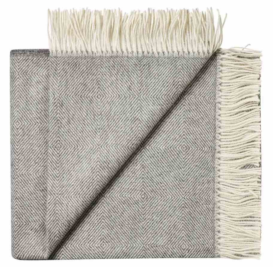 PREMIUM BABY ALPACA WOOL BLANKET - GREY - INKA FABRIC, Alpaca & Pima Cotton