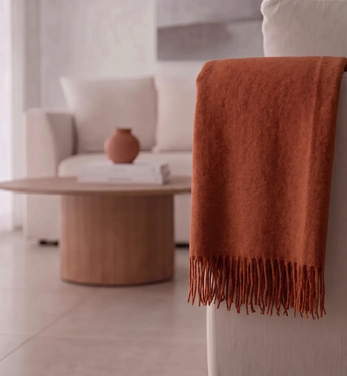 Baby Alpaca Wool Blanket – Rust