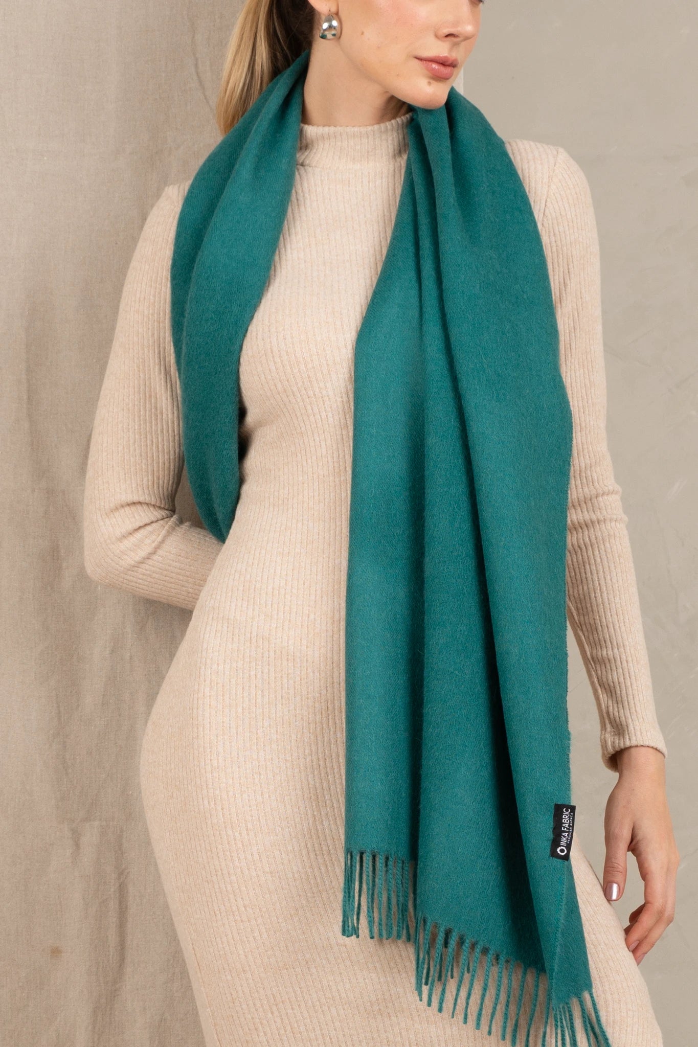 BABY ALPACA SHAWL - BOTTLE GREEN