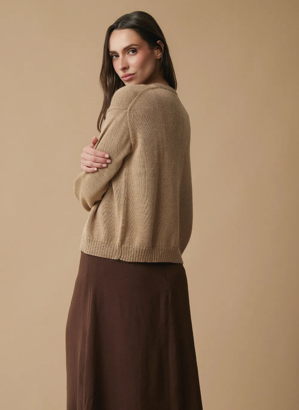 Baby Alpaca Cardigan — Camel