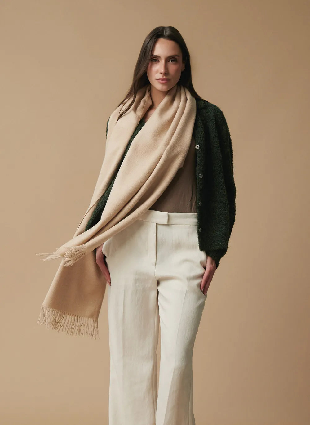 The Alpaca Bouclé Cardigan - DARK GREEN