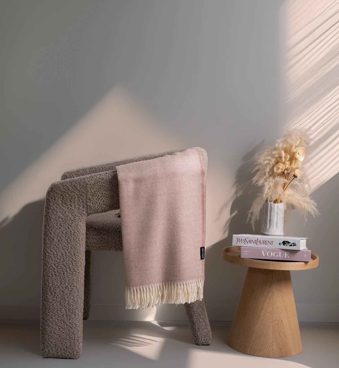 PREMIUM BABY ALPACA WOOL  BLANKET - DUSTY PINK