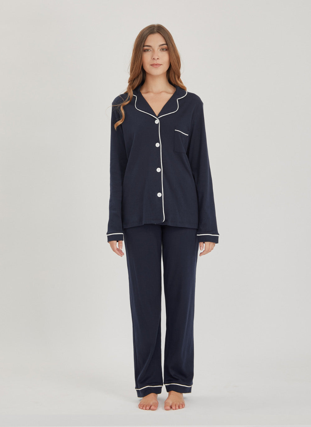 navy blue pima cotton pyjama made in peru 