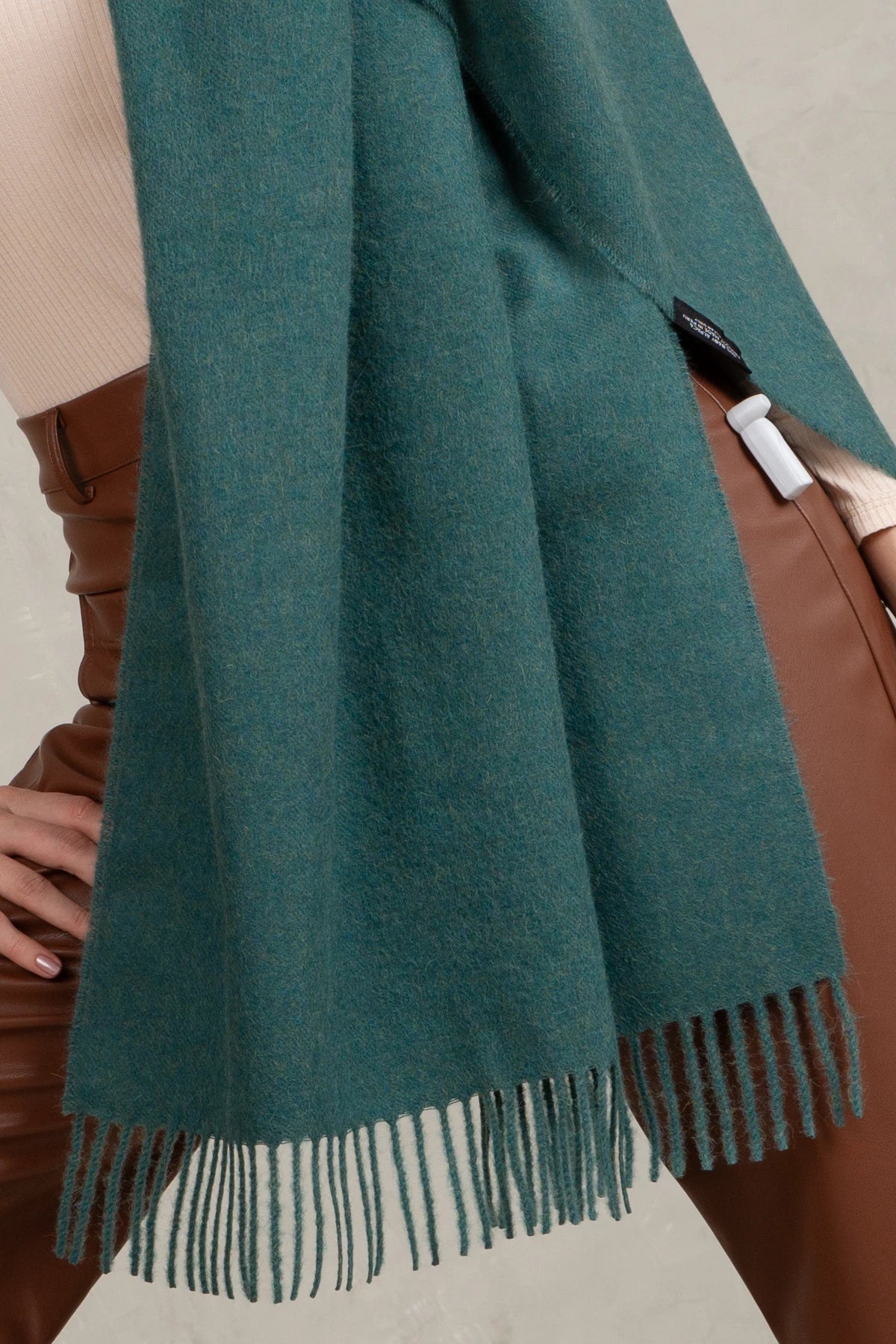 BABY ALPACA SHAWL - TEAL GREEN