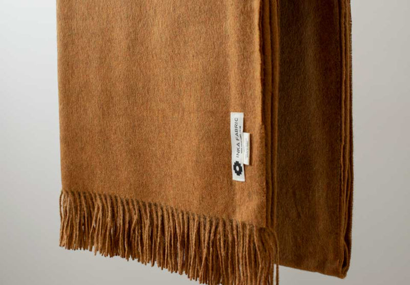 Blanket made of Peruvian alpaca wool super soft and hypoallergenic, colour mustard. Price £160.00