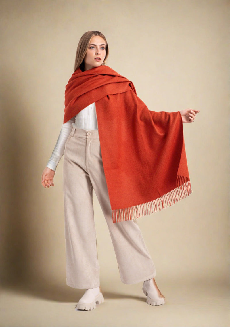 alpaca orange shawl