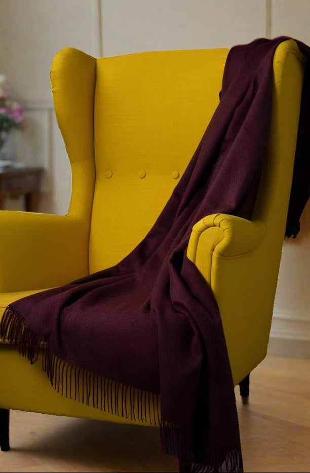 BABY ALPACA BLANKET / BORDEAUX RED - INKA FABRIC, Alpaca & Pima Cotton 